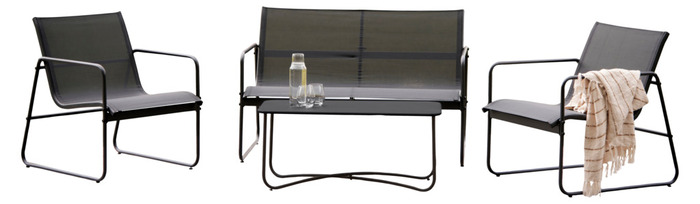 Sofasæt stål sort 4 dele - Envy